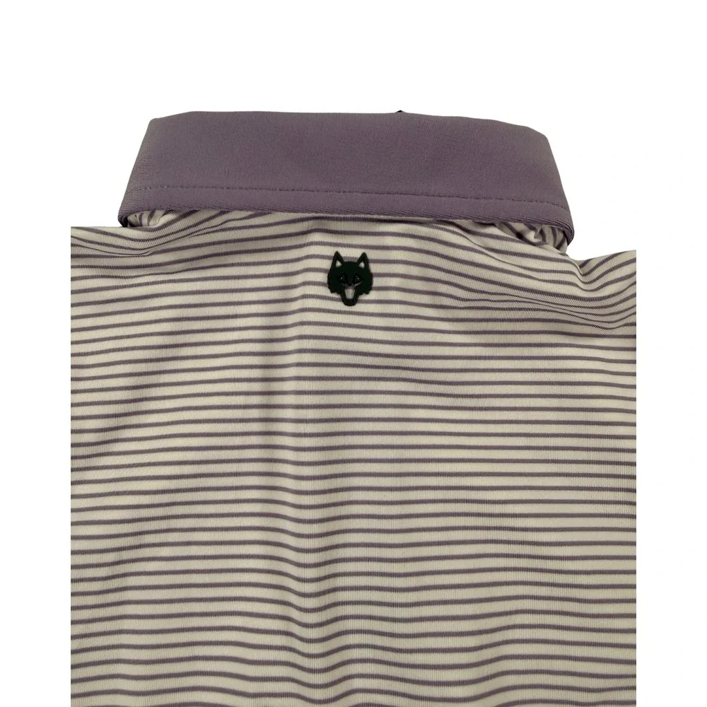 NWT Greyson Youth‎ Polo Shirt Boys Medium Purple Stripe Golf Performance Stretch